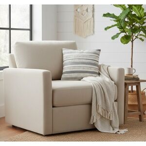 Magnolia Home Pillow Cover 20 x 20 Neutral Striped Nubby Woven Textured Boho